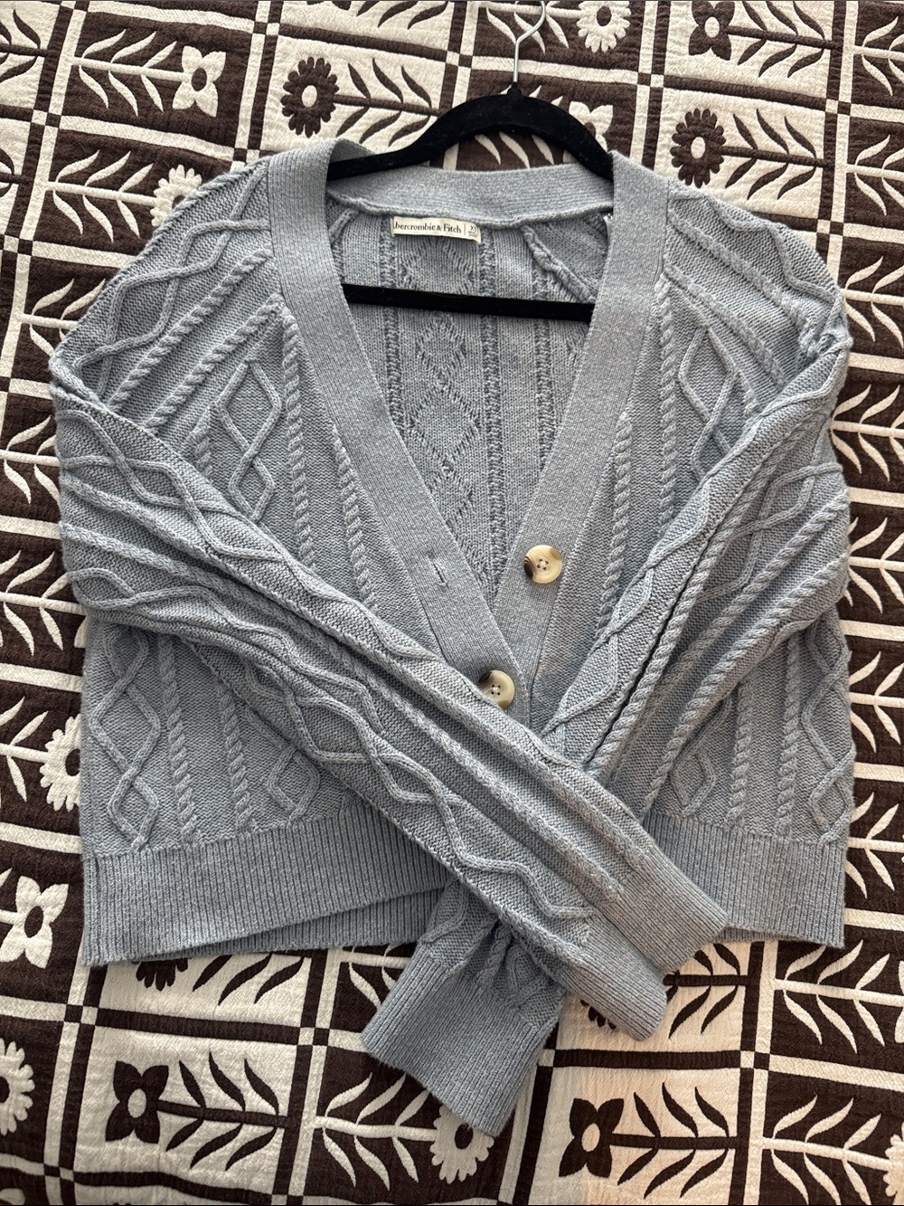 Abercrombie & Fitch | Powder Blue Cable Knit V-Neck Cardigan